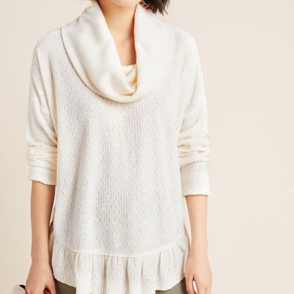 Anthropologie Maeve Cream Cowl Neck Sweater NWOT